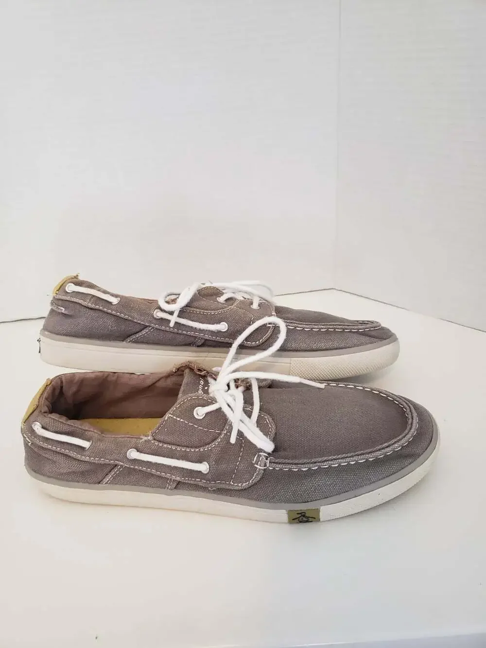 Mens Original Penguin Canvas Boat Shoes- Grey- Size 11